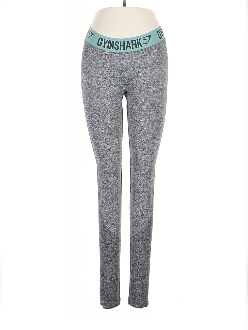 Gymshark Gray Seamless Leggings with Mint Branded Waistband